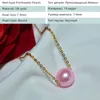 Chaînes XF800 véritable collier pendentif perle d'eau douce 7-8mm rond rose 18 carats chaîne en or bijoux fins pour femmes 2022 D346