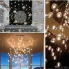 G4 LED Crystal Glass Ball Pendant Lamp Meteor Rain Ceiling Light Meteoric Shower Stair Bar Droplight Chandelier Lighting AC110V-240V