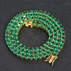 Мужские тяжелые цепочки 4 мм 16-22 дюйма золота с золотым зеленым зеленым ожерельем CZ Bracelet Bracelet Punk Hiphop Rapper Street Jewelry для мужчин женщин