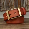 Belts 3.8CM Width 4mm Thick Retro Cowboy Belt Male Cowskin Genuine Leather Men Heavy Copper Buckle For Jeans Strap Waist