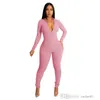 Womens Fashion Sports Jumpsuits Leisure Tight Long Sleeve Conjoined Pants Zipper Rompers Bodycon Capris Hip Lifting Sexy Bodysuit