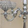 Decorazione per feste Elegante 75 cm di altezza Argento 5 bracci Candelabri per matrimoni Supporto per fiori Centrotavola in cristallo 10 pezzi / lotto