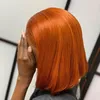 Ginger Orange Mint Green Colored Bob Wig T Lace Front Human Hair Wigs Pre Plucked Hairline With Baby Burgundy Red For Woman