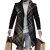 Men's Trench Coats Fashion Men'sCoat Lapel Long Sleeve Pocket Single Breasted Men's Windbreaker Autumn And Winter Medium Plaid