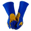 Protection des mains pour les cheveux raides du fabricant isolation thermique support épaissi gants de soudage à deux couches pour bovins bleu royal de 16 pouces