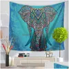 Arazzi Appeso a parete Arazzo Elefante Mappa Stampa Telo mare Scialle Bohemian Mandala Yoga Mats Tovaglia Poliestere Arazzi Hom Dhwpo