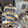 Femmes tricots t-shirts rayé Mohair doux pull tricoté Cardigan boutons de perles automne hiver manteaux pull de haute qualité 221206