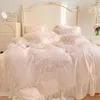 Ensembles de literie Eucalyptus Lyocell Housse de couette à volants Princesse Filles Blanc Rose Soyeux Lisse Refroidissement Drap de lit Taies d'oreiller