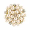 Fashion Vintage Silver Tone Faux Pearl Crystal Flower Pin Brooch Costume Broach Imitation Pearl Flower Bridal Bouquet Pin Wedding jewelry