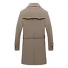 Men's Trench Coats 2022 Double Breasted Coat Long Men's Autumn Large Size Business Blended Men 5XL Khaki Lapel Windbreaker Male