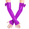 Party Supplies Plus Size Sexy Fingerless Gloves PVC Wetlook Club Dancing Bowknot Long Hand Mittens Vintage Women Arm Length