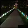 Trädgårdsdekorationer 2 datorer LED Solar Lily Light Waterproof Colorf Simation Flower Festive Lawn Lamp Garden Decoration Lantern 122 N2 D DHIJF