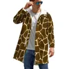 Men's Trench Coats Brown Giraffe Windbreak Male Animal Print Classic Street Fashion Winter Jackets Casual Zipper Clothes Plus Size 6XL