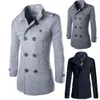 Men's Wool Blends Stylish Winter Solid Coats Fashion Brand Long Coat Double Collar Thick Overcoat Male 221206