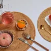 Tapis de Table en rotin tissé à la main, napperons pour tasse à café, décoration de salle à manger écologique, accessoires de cuisine naturels