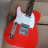 Guitare électrique rouge à 6 cordes pour gaucher, avec Pickguard blanc, touche en palissandre personnalisable