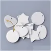 Décorations de Noël Sublimation Christmass Tile Ornement Pendentif Décorations suspendues 3 pouces Blanc Revêtement rond Décorations de Noël Dh0Bq