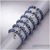 Bracelet perlé bleu mauvais œil main de Fatima Turquie mille yeux souhait résines femmes faites à la main bracelet élastique bracelets bijoux Dh8Vv