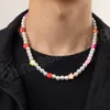 Collier ras du cou court en perles et fleurs pour hommes, style Boho, chaînes perlées sur le cou, bijoux à la mode, accessoires tendance, cadeaux