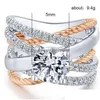 Cluster Rings Contrast Color Diamond Ring Cross Crystal Engagement Rings For Women Wedding Designer Jewelry 0 Drop Delivery Dhqzi