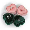 Heart Shaped Jewelry Box Velvet Ring Pendant Boxes Earrings Display Case Jewelry Storage Holder for Proposal Engagement