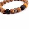 Strand Natural Brown Sea Stripe Stone Beads Bracelet Fashion Single Circle Men&#39;s Beaded Charm Wholesale Men Jewelry