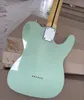 Left Hand 6 Strings Green Electric Guitar with White Pickguard Maple Fretboard Customizable