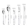 Dinnerware Sets Wooden Like Clamping Handle Tableware Set Stainless Steel Korean Style Western Steak Knife Fork And Spoon El