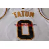 Tutti i ricami Novità 2019 # 0 Maglia da basket Jayson Tatum Maglia oro bianco Personalizza qualsiasi nome numerico XS-5XL 6XL