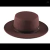 Boinas de alta calidad Retro invierno otoño mujeres hombres sombrero de copa imitación lana fieltro Fedora sombreros cinturón hebilla decorada señoras Jazz