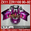 Kawasaki Ninja ZX 11 R 11R ZZR-1100 ZX11 R ZX-11R 1990 1991 1992 KOMPLİK 164NO.132 ZZR 1100 CC ZX-11 R 90-92 ZZR1100 ZX11R 90 91 92 Kaplama Pembe Blossy