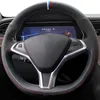 Anti-Slip Suede Leather Car Accessories Customized Car Steering Wheel Cover For Tesla Model S 2009-2021 Model X 2012-2021