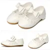 Flat Shoes Flower Children Girls White Red Patent Leather Princess For Little Kids School Bowtie Wedding Party Dance Dress