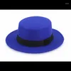 Boinas clásicas sombrero de copa plana para mujer fieltro ala ancha Fedora Laday Prok Pie Chapeu De Feltro Bowler Gambler 2022