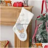 Décorations De Noël 10X18 Pouces Bas De Noël Blanc Neigeux Confortable Fausse Fourrure Cheminée De Noël Chaussette Suspendue Décorative Pour La Fête De Famille Dhbjh