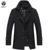 Mezclas de lana para hombres Otoño en Chaqueta Abrigo Invierno Hombre Moda Abrigo largo Hombres Color sólido Cuello doble Solapa engrosada en 221206