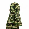 Beanie/Kafatası Kapakları Moda Camo Erkekler İpeksi Durags Türban Baskı Erkekler İpek Durag Bandan Bandanlar Kafa Bandı Saç Aksesuarları Korsan Şapk