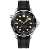 GDF -dykare 300m Miyota 8215 Automatisk herrklocka 42mm James Bond 007 50: e svart texturerat Dial Black Rubber 210 22 42 20 01 004 Ny 309K