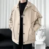 メンズジャケット読みやすい春秋のジャケットメンカジュアルルーズコート男性ソリッドターンダウンカラージャケット221207