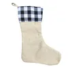 Plaid Christmas Stocking Cotton Buffalo Flannel Black Christmas-T-T-T-Decor Decor Poly Sublimation Blanks Santa Pończochy SN462