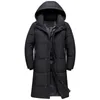 Masculino abaixo de parkas chegando jaquetas de inverno sobretudo moda espessa quente 90% de casacos de pato branco para capuz Black Long Parka 221207