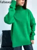 Suéteres de mulheres suéter básico de grande tamanho para mulheres Pullovers de gola alta de gola alta