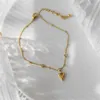 Anklets Boho Gold Color Plated Titanium Steel Bohemia Crystal Heart Chain For Women Beach Barefoot Sandals Bracelet Ankle