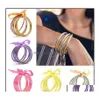 Armband Armband Armband Smycken All Weather Glitter Fyllt Stardust Sile Circle Dam Bowknot Jelly Armband Armband Femme 5 St/Set Otdgx