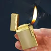 Metal New Loud Side Sliding Grinding Wheel Lighter 45° Inclined Fire Pipe Windproof Lighter Cigar Cigarette Lighter Refill Men Gadget