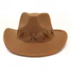 Brede rand hoeden emmer hoeden mode vrouwen cowgirl cap handgemaakte roll -up run rand western cowboy hoed voor mannen heer sombrero hombre ja dh1ay