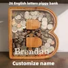 Opslagflessen potten zesentwintig letters piggy bank houten munt geld besparingen doos jar munten desktop ornament home decor ambachten 221206