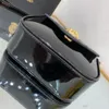 NEW Explosion Women's bags LA handbag MINI BAG Black patent leather crafted Top handle shoulder strap Magnetic button closure chain designer