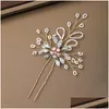 Wedding Hair Jewelry Rhinestone Pearl Hairpin Tiara Bridal Hair Accessories Pin Jewelry Woman Accessory Hairclip Ornament Wedding Dr Dh16X