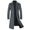 Men's Wool Blends Autumn and Winter Woolen Coat Lengthened European Plus Size Korean Version Slim Velvet Thick 221206